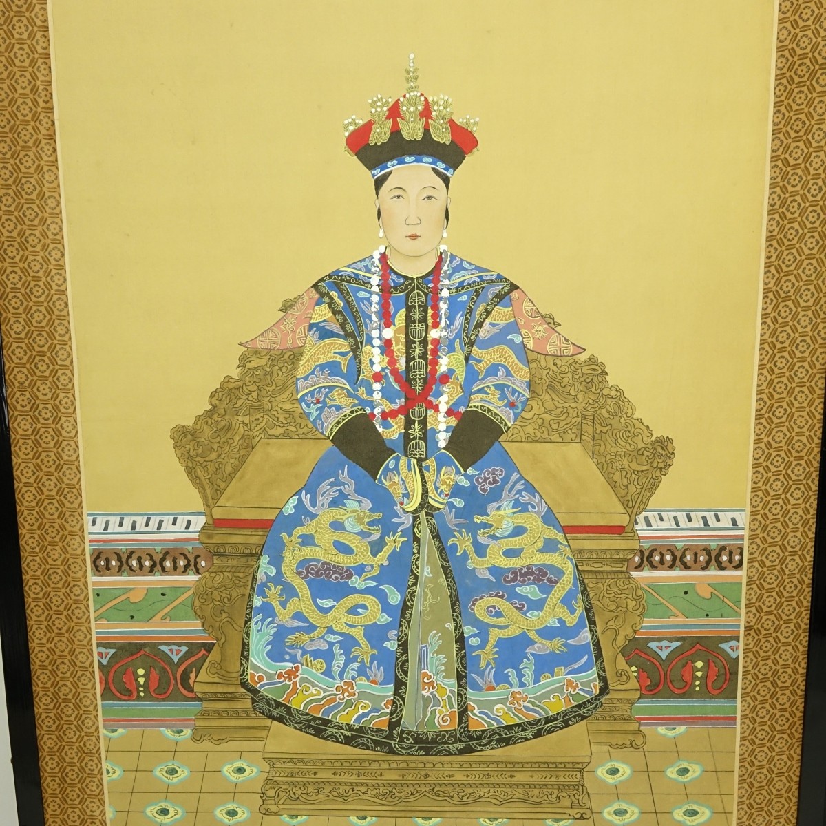 Pair of Chinese Ink and Color Silk Scroll Painting