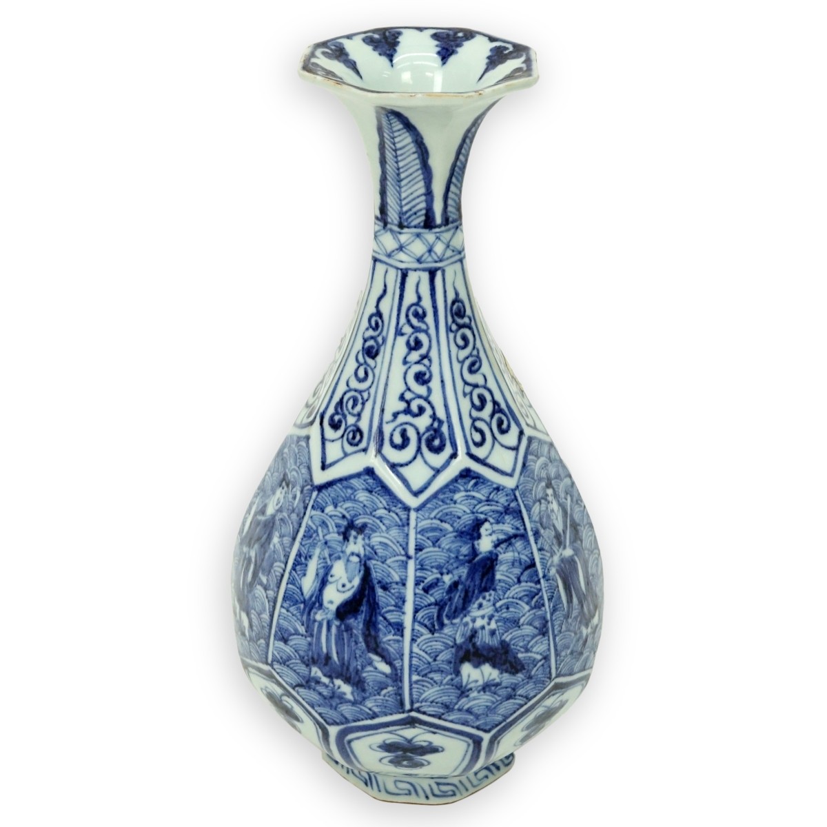 Chinese 8 Immortal Blue and White Porcelain Vase