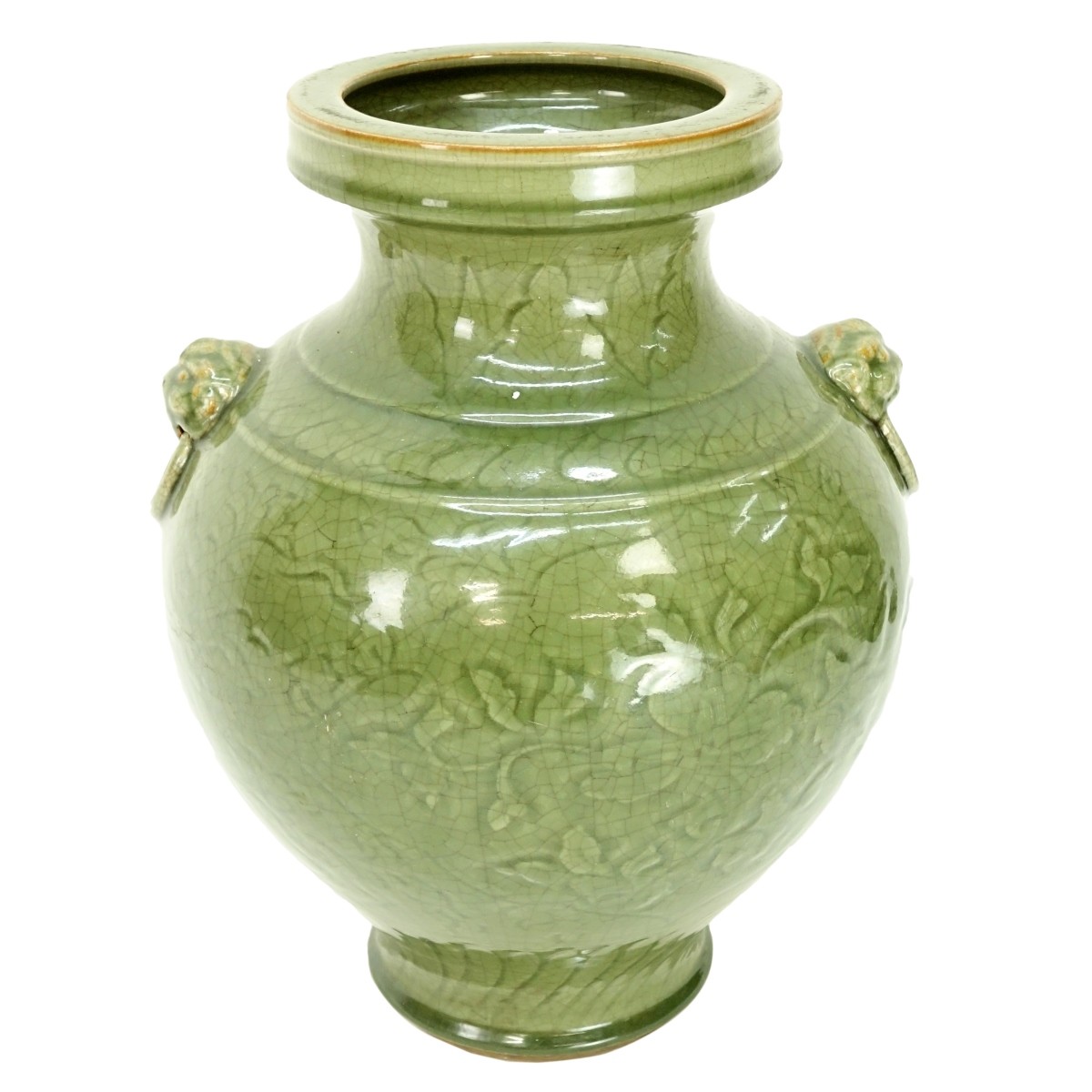 Chinese Green Celadon Glazed Pottery Vase