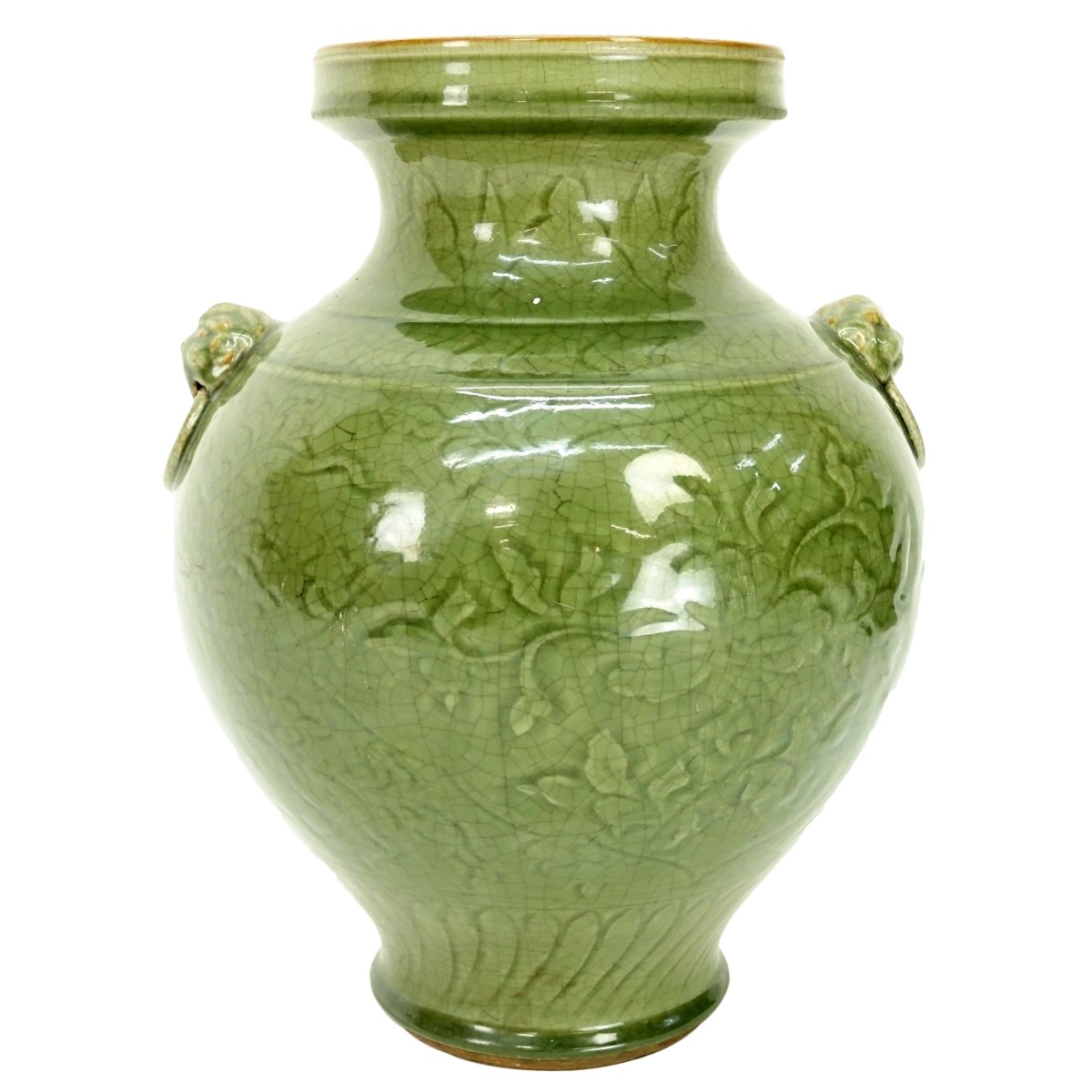 Chinese Green Celadon Glazed Pottery Vase