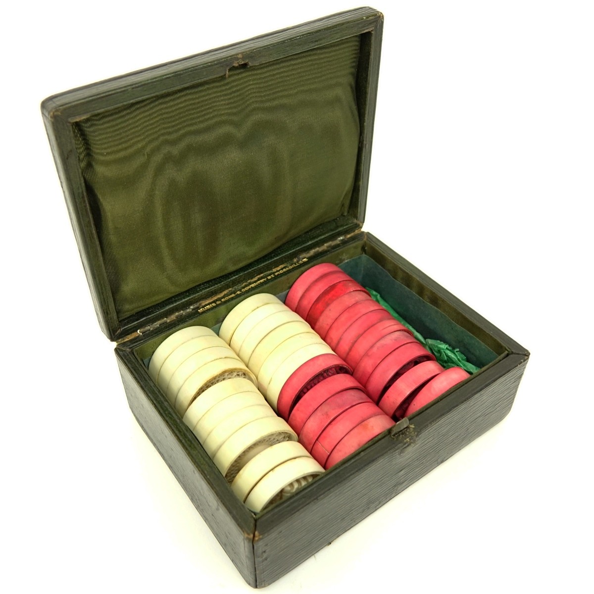 19th Century 32 Piece Indian Ivory Disc Chess Set