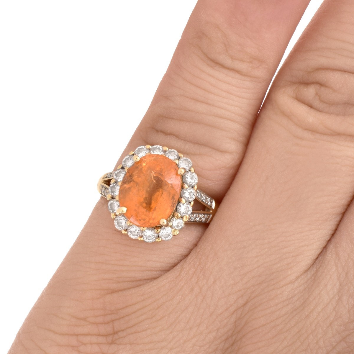 Citrine, Diamond and 18K Gold Ring