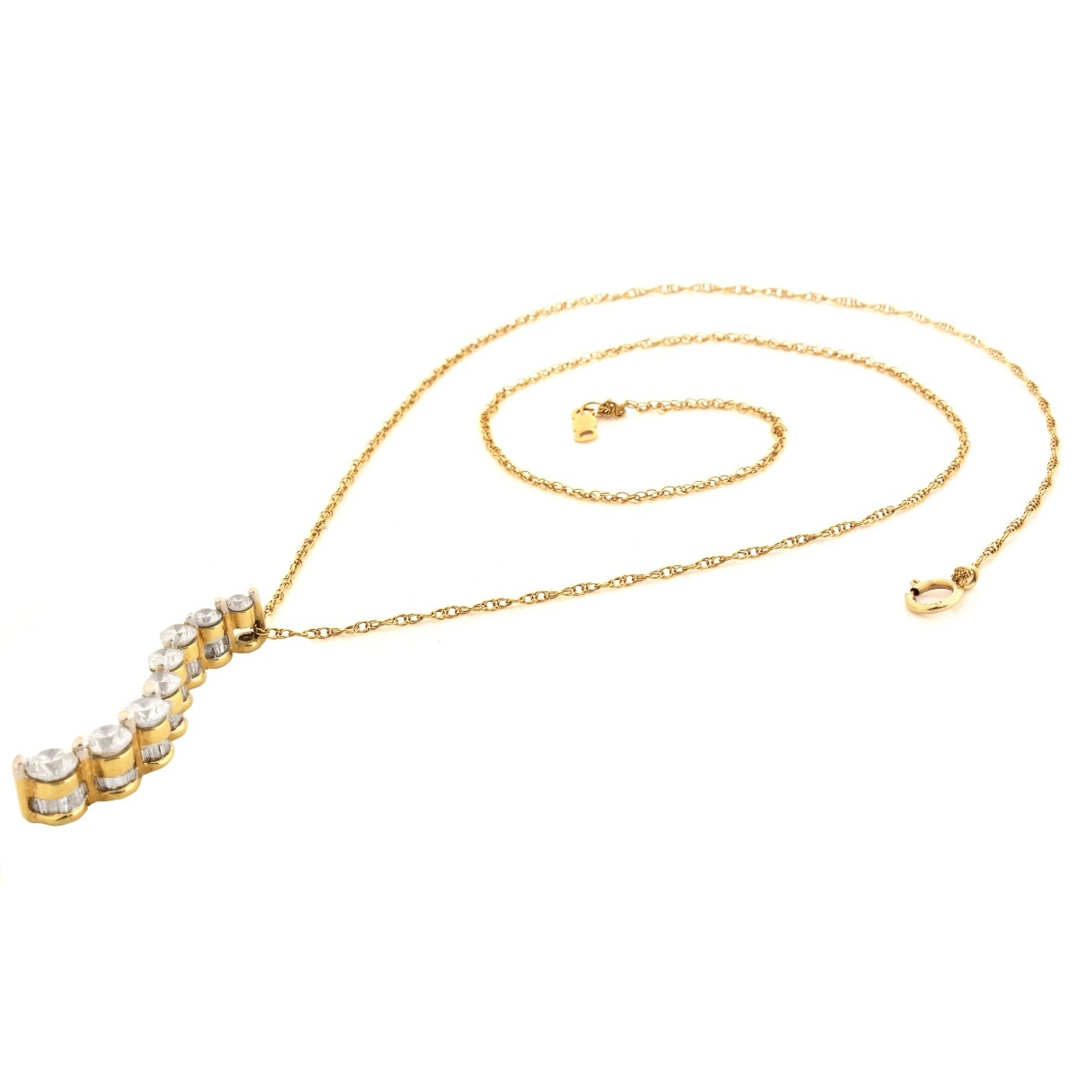 Diamond and 14K Gold Pendant Necklace