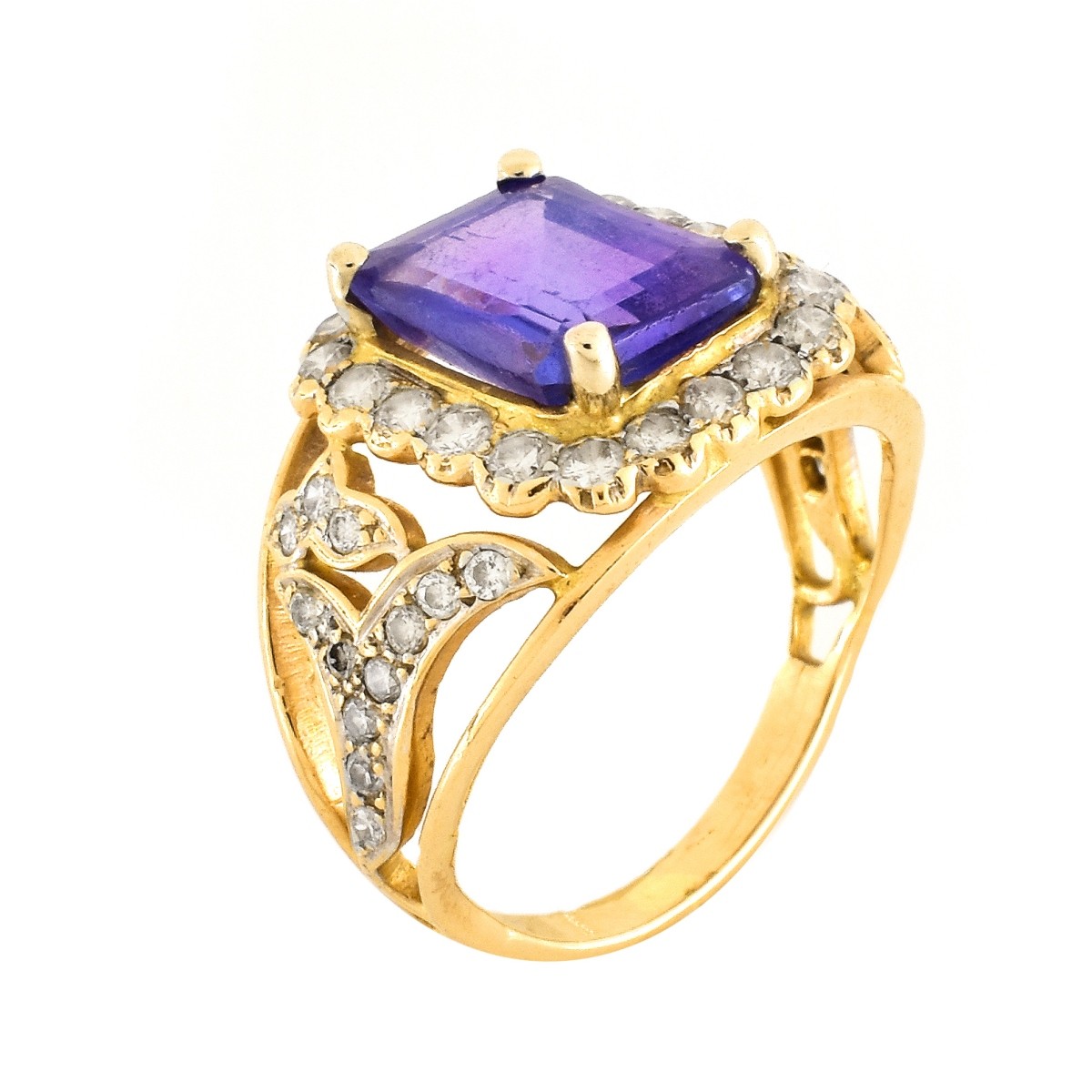 Tanzanite, Diamond and 14K Gold Ring