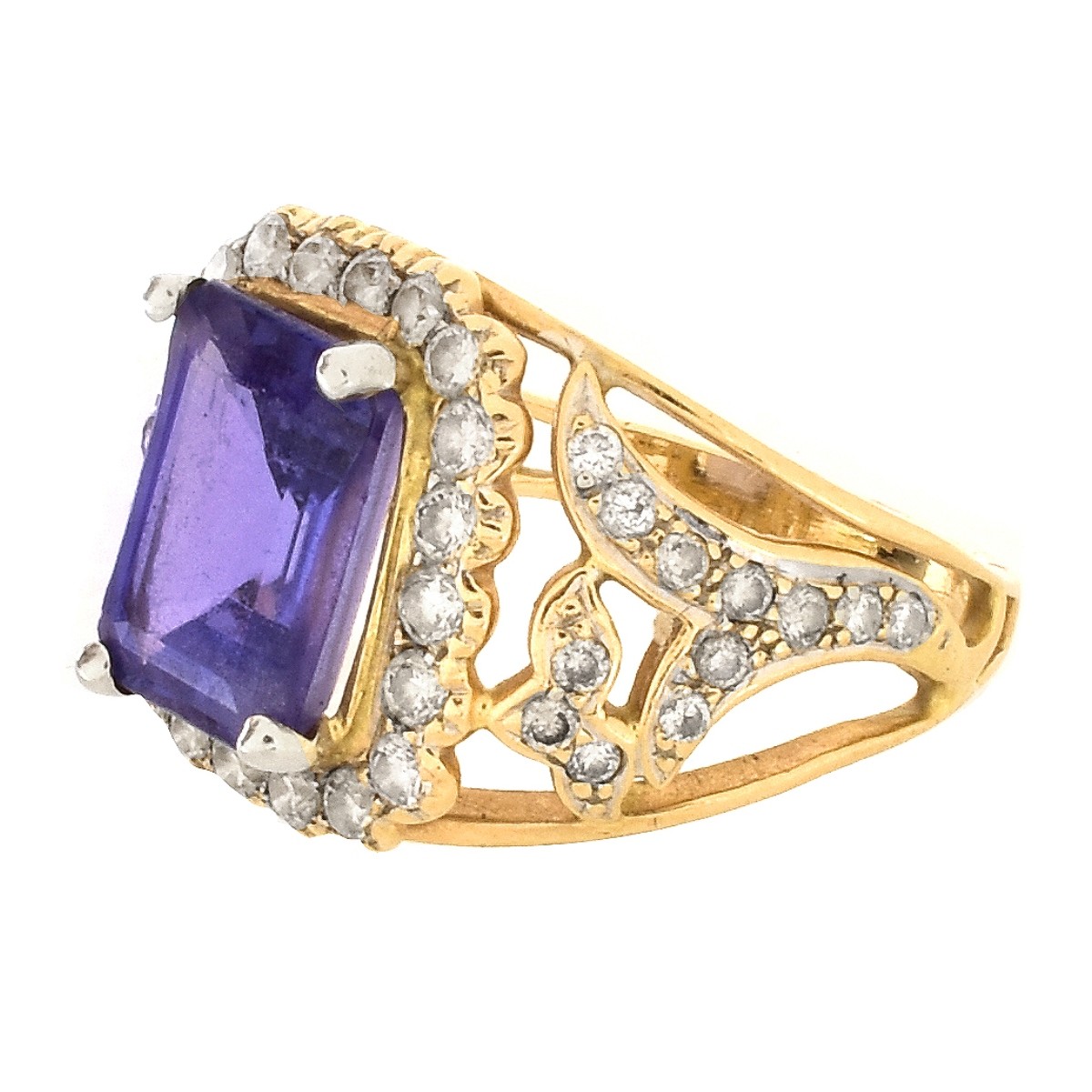 Tanzanite, Diamond and 14K Gold Ring