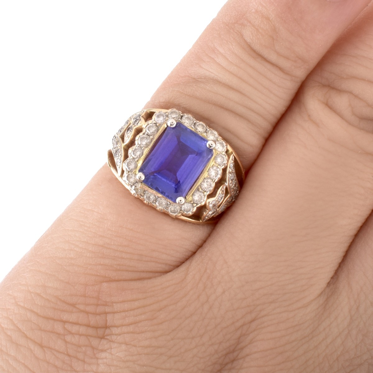 Tanzanite, Diamond and 14K Gold Ring