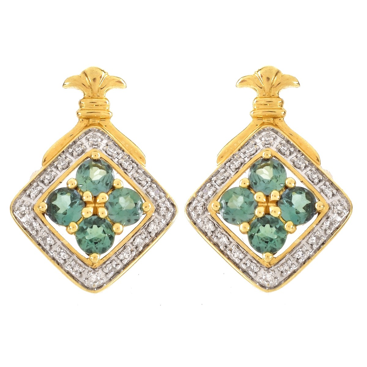 Emerald, Diamond and 18K Gold Earrings