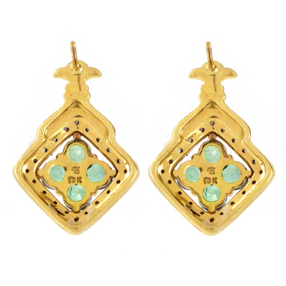 Emerald, Diamond and 18K Gold Earrings