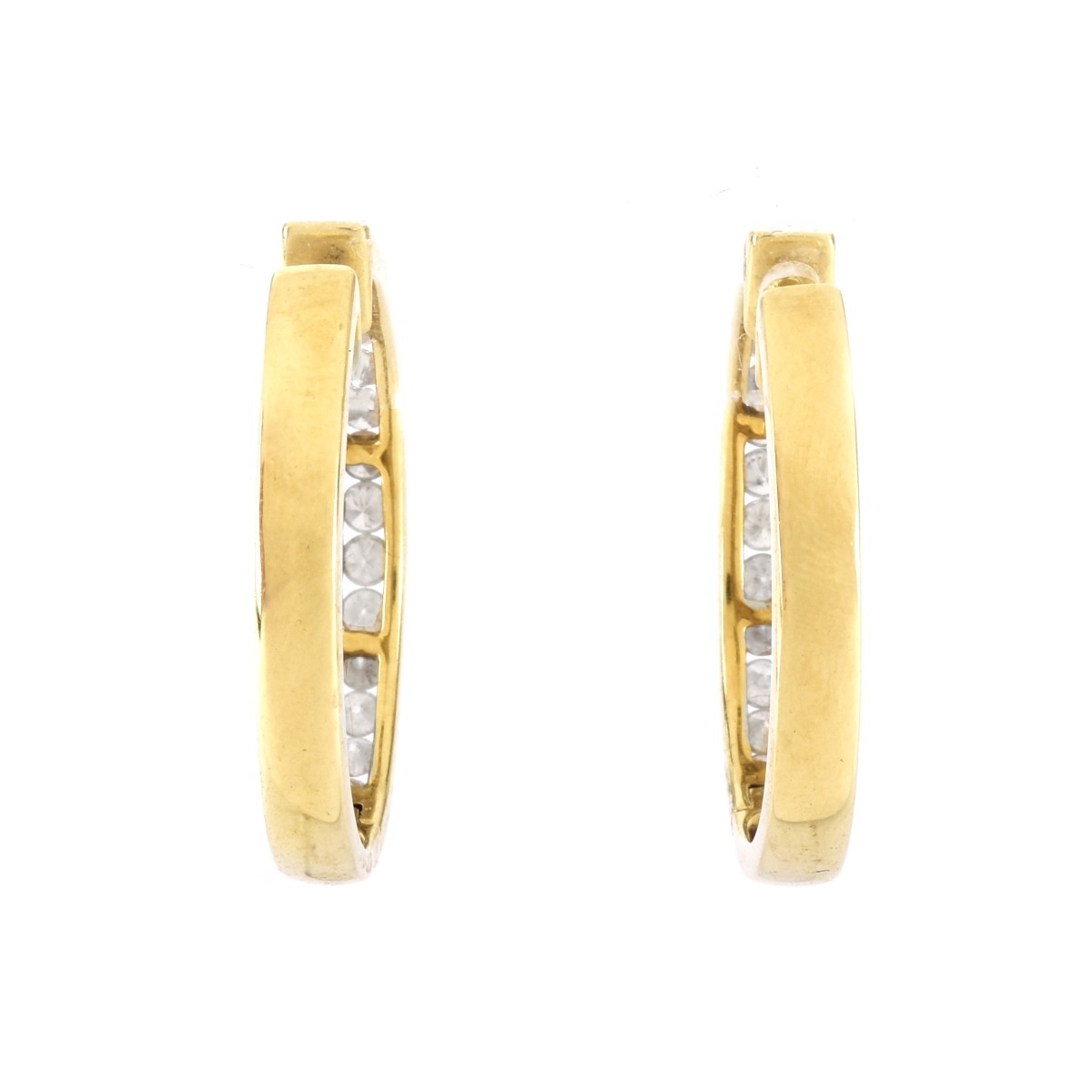 Diamond and 14K Gold Hoop Earrings