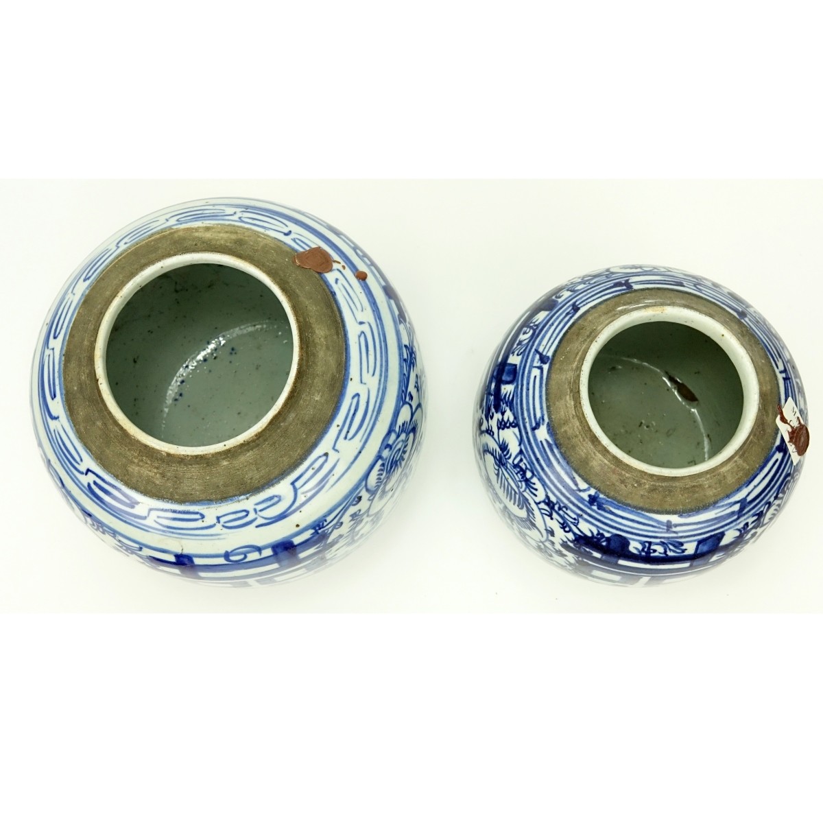 Two Antique Chinese Porcelain Blue & White Jars