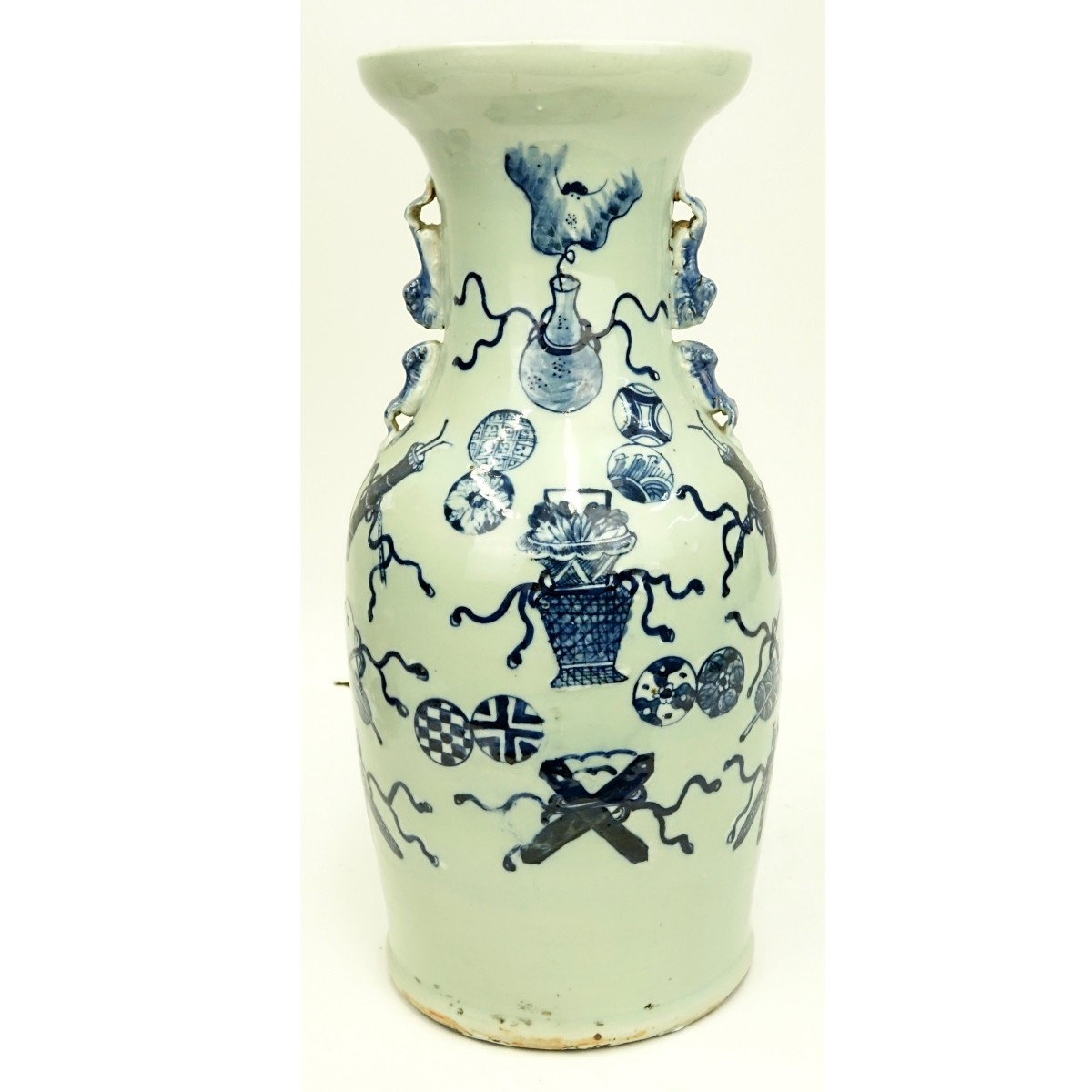 Chinese Blue & White Porcelain Handled Vase