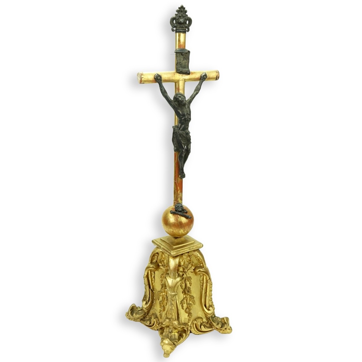 Antique Italian Carved Gilt Wood Cross