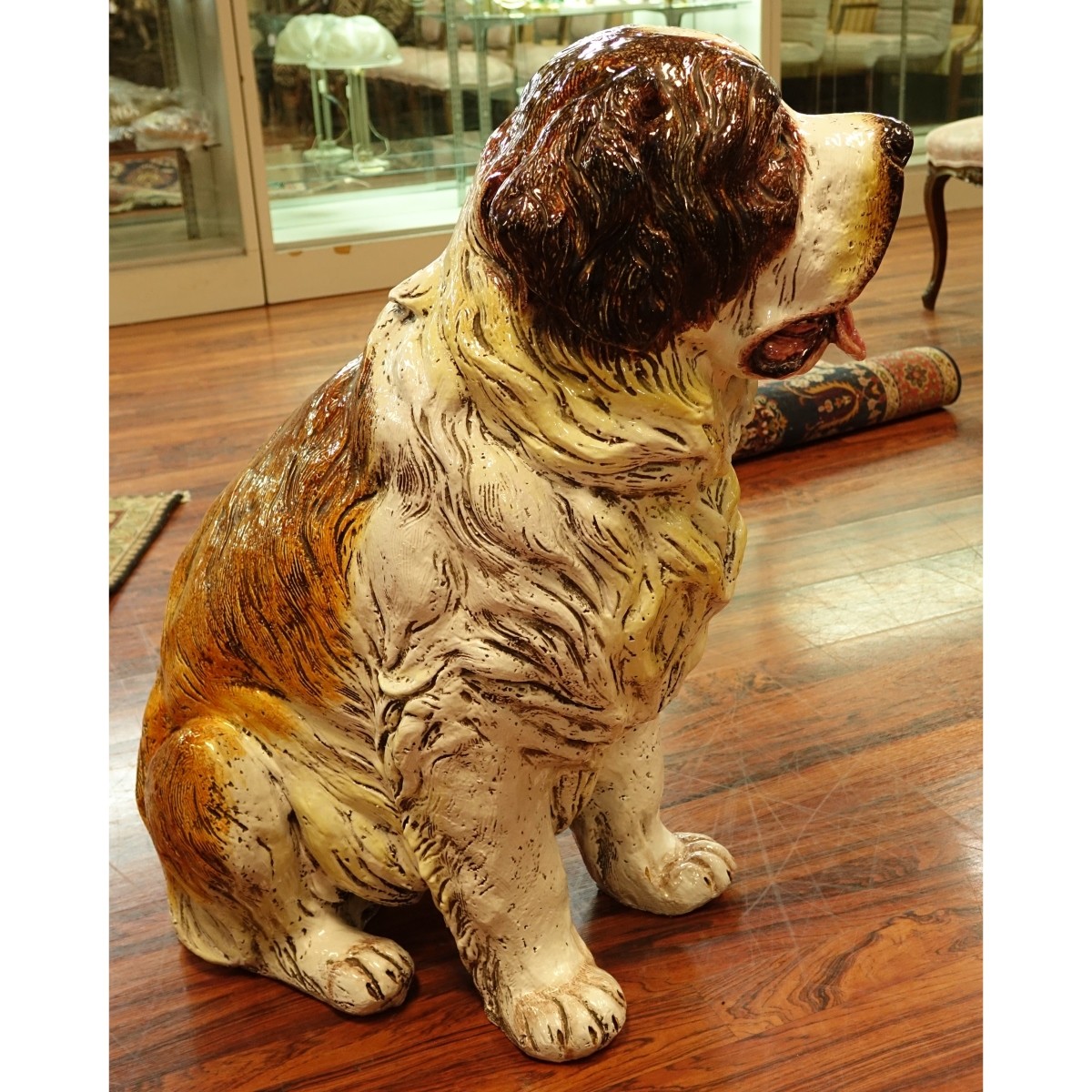 Large Glaze Pottery Figure of Saint Bernard