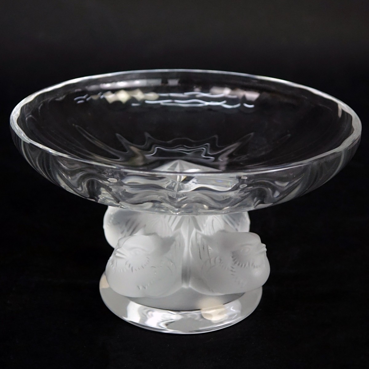 Lalique Crystal Nogent Sparrow Compote