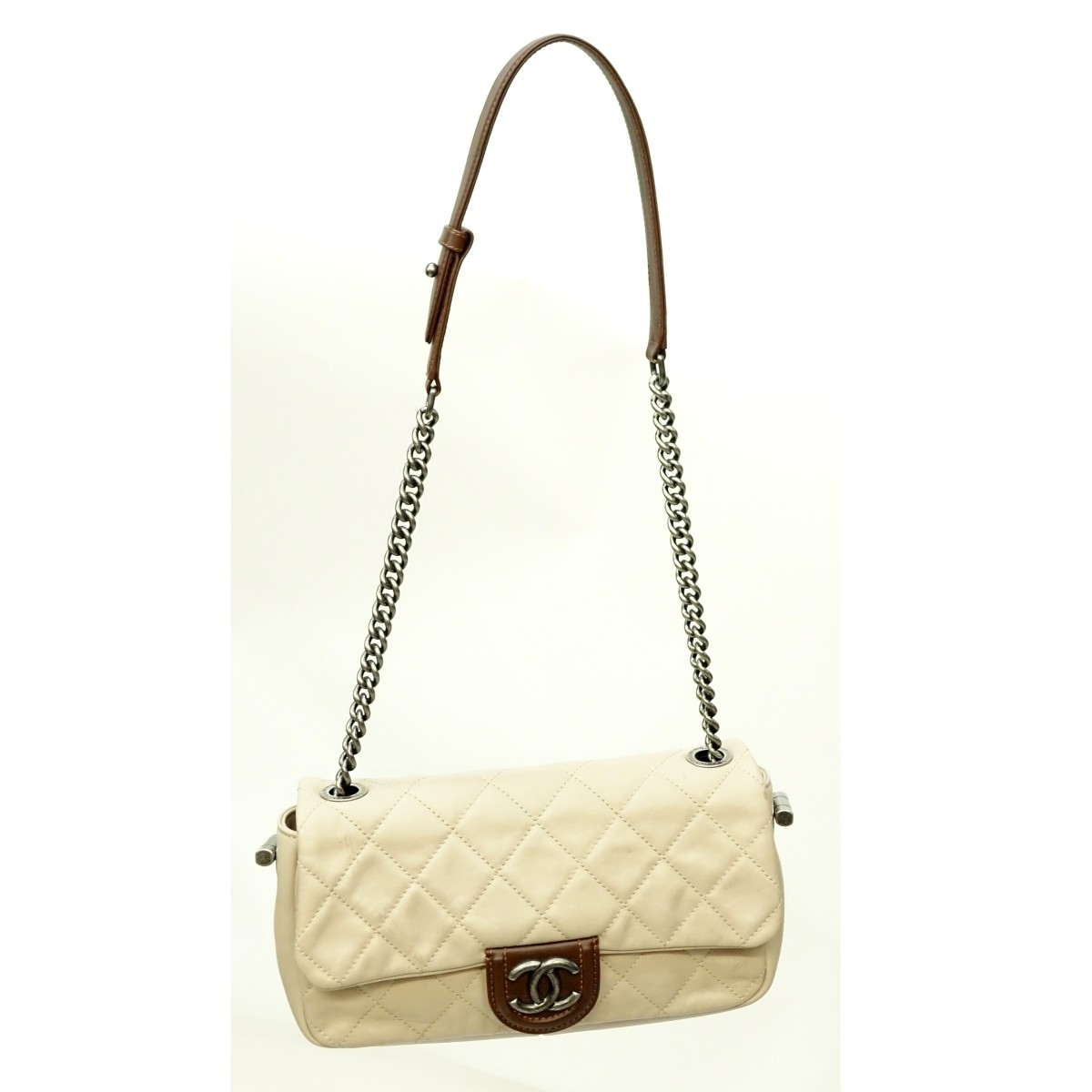 Chanel Beige Leather Rectangular Single Flap Bag