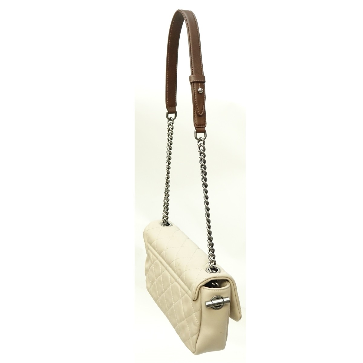 Chanel Beige Leather Rectangular Single Flap Bag