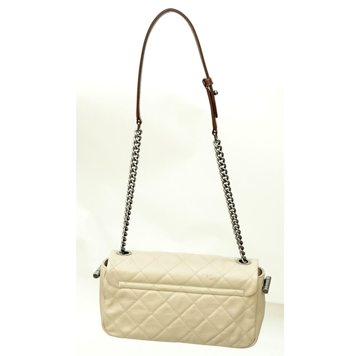 Chanel Beige Leather Rectangular Single Flap Bag