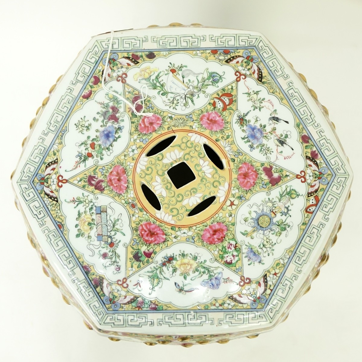 Chinese Rose Medallion Porcelain Garden Seat
