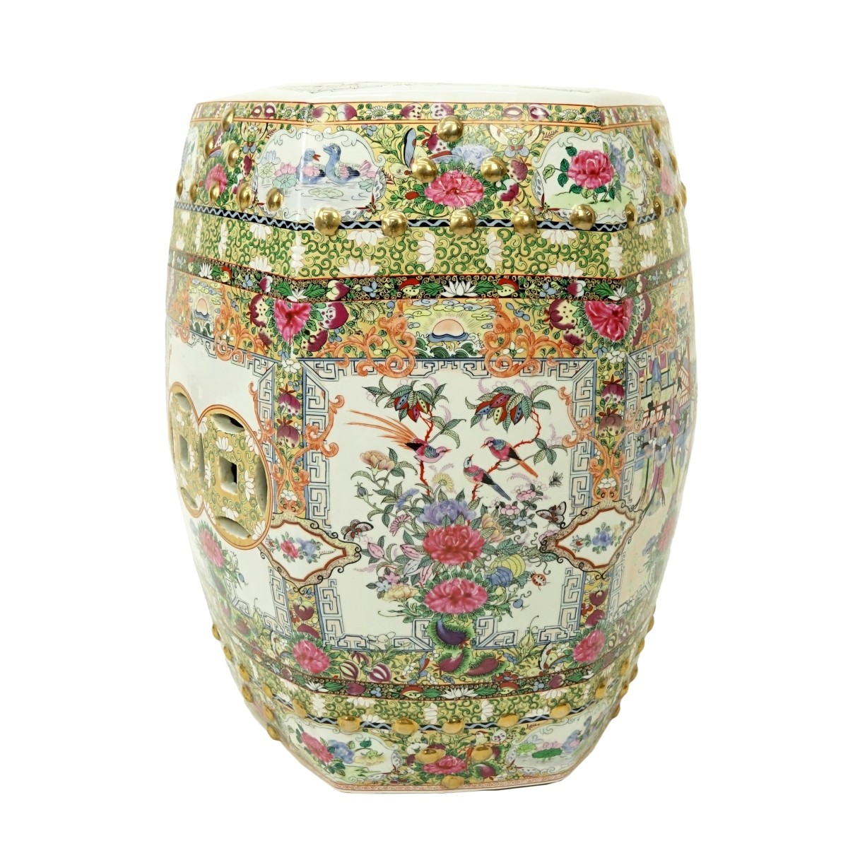 Chinese Rose Medallion Porcelain Garden Seat