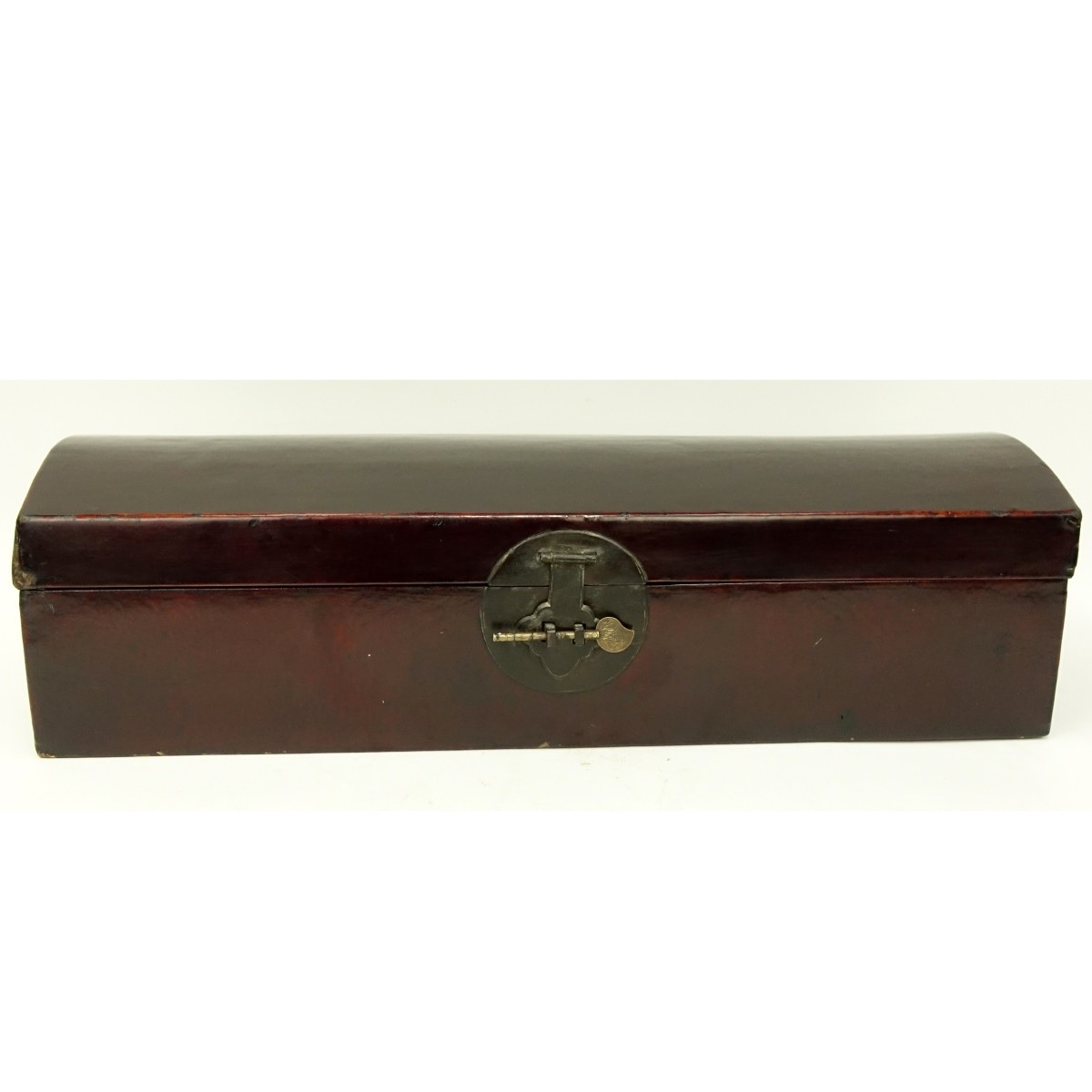 Antique Chinese Lacquered Leather Scroll Box