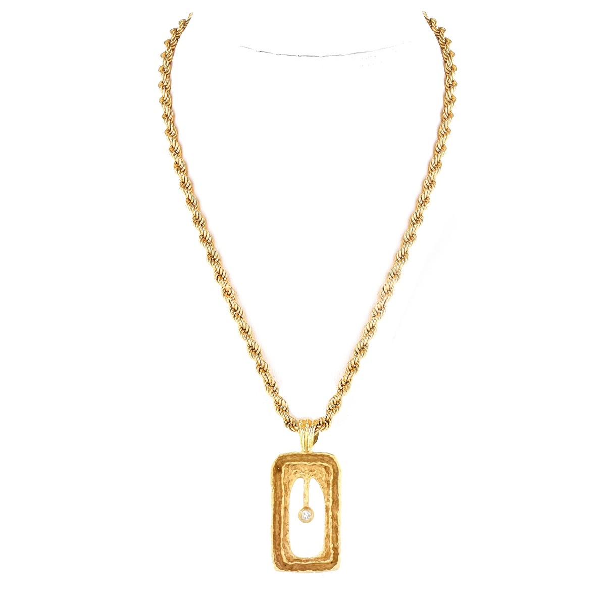 Diamond and 14K Gold Pendant Necklace