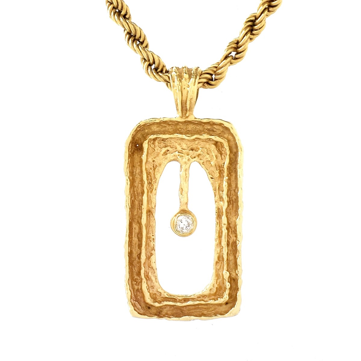 Diamond and 14K Gold Pendant Necklace