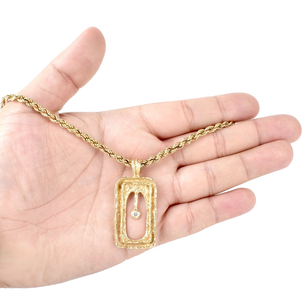 Diamond and 14K Gold Pendant Necklace