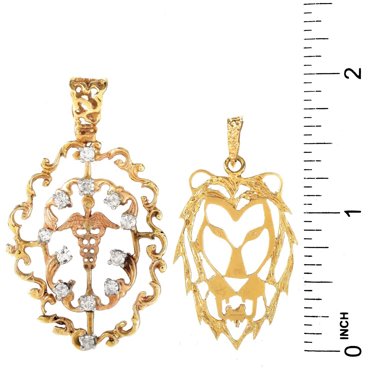 Two Vintage 14K Gold Pendants