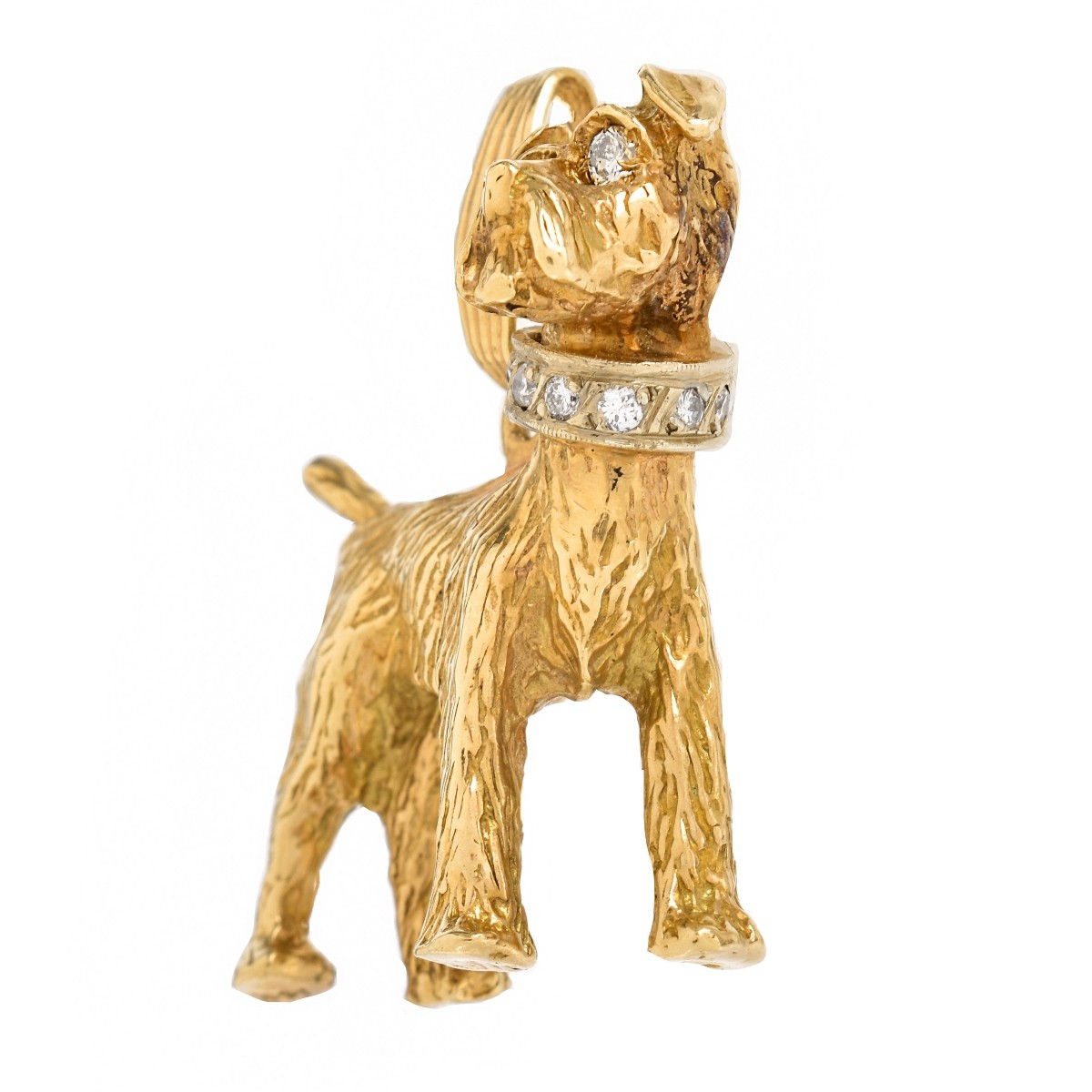 Vintage 14K Gold and Diamond Dog Pendant