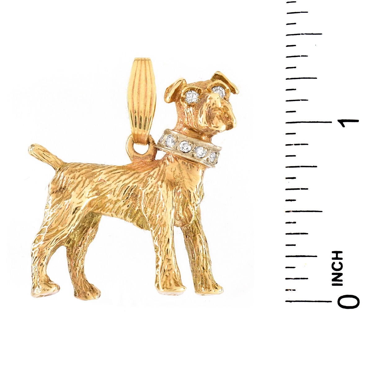 Vintage 14K Gold and Diamond Dog Pendant