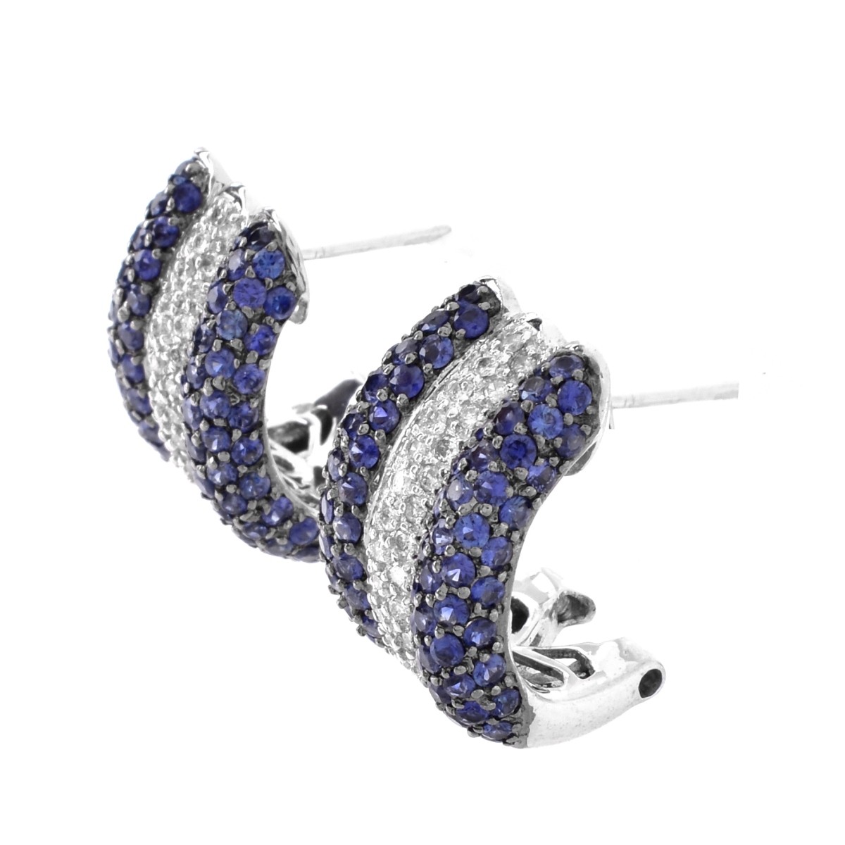 Sapphire, Diamond and 14K Gold Earrings