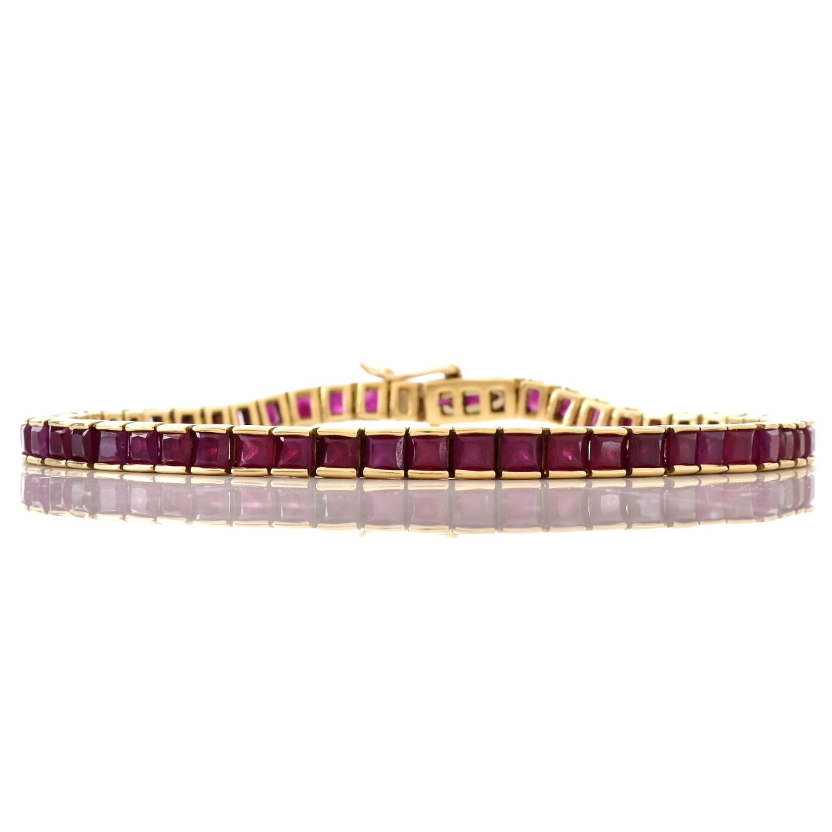 Ruby and 14K Gold Line Bracelet