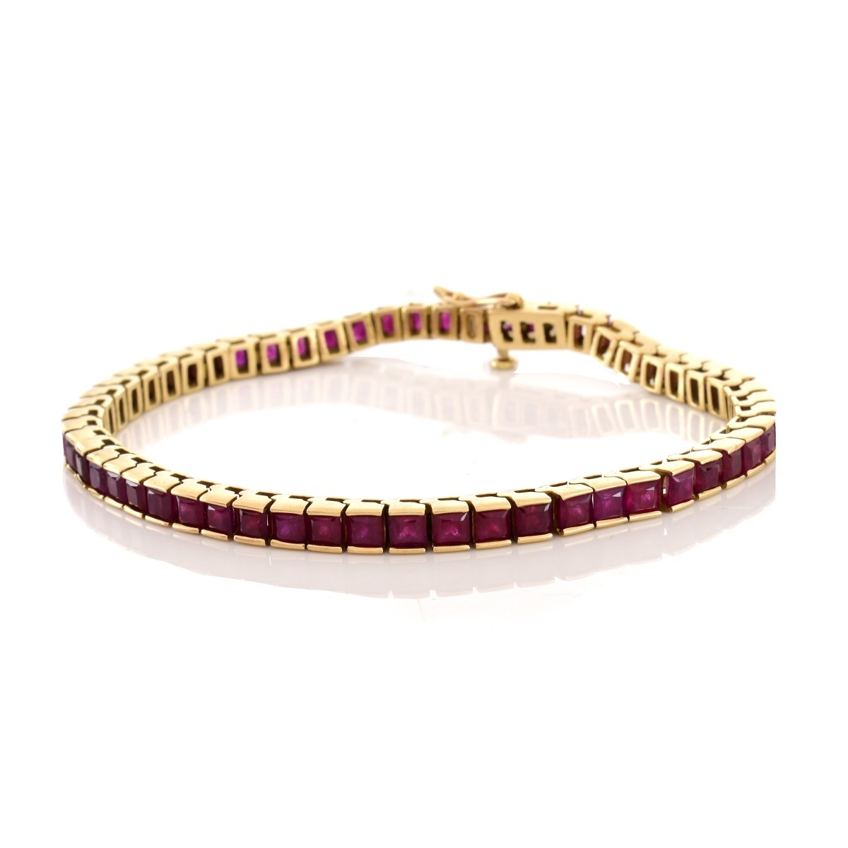 Ruby and 14K Gold Line Bracelet