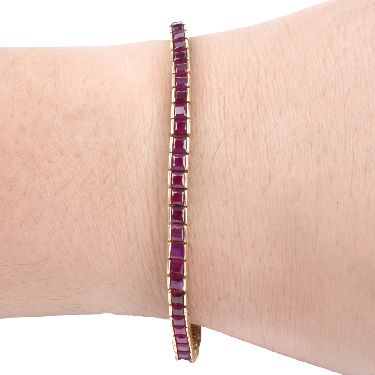 Ruby and 14K Gold Line Bracelet