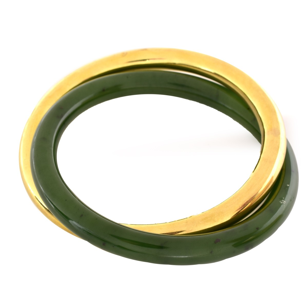 Tiffany & Co 18K Gold and Jade Bangles