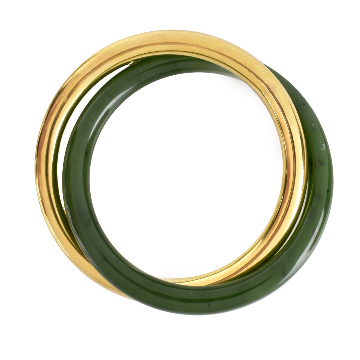 Tiffany & Co 18K Gold and Jade Bangles