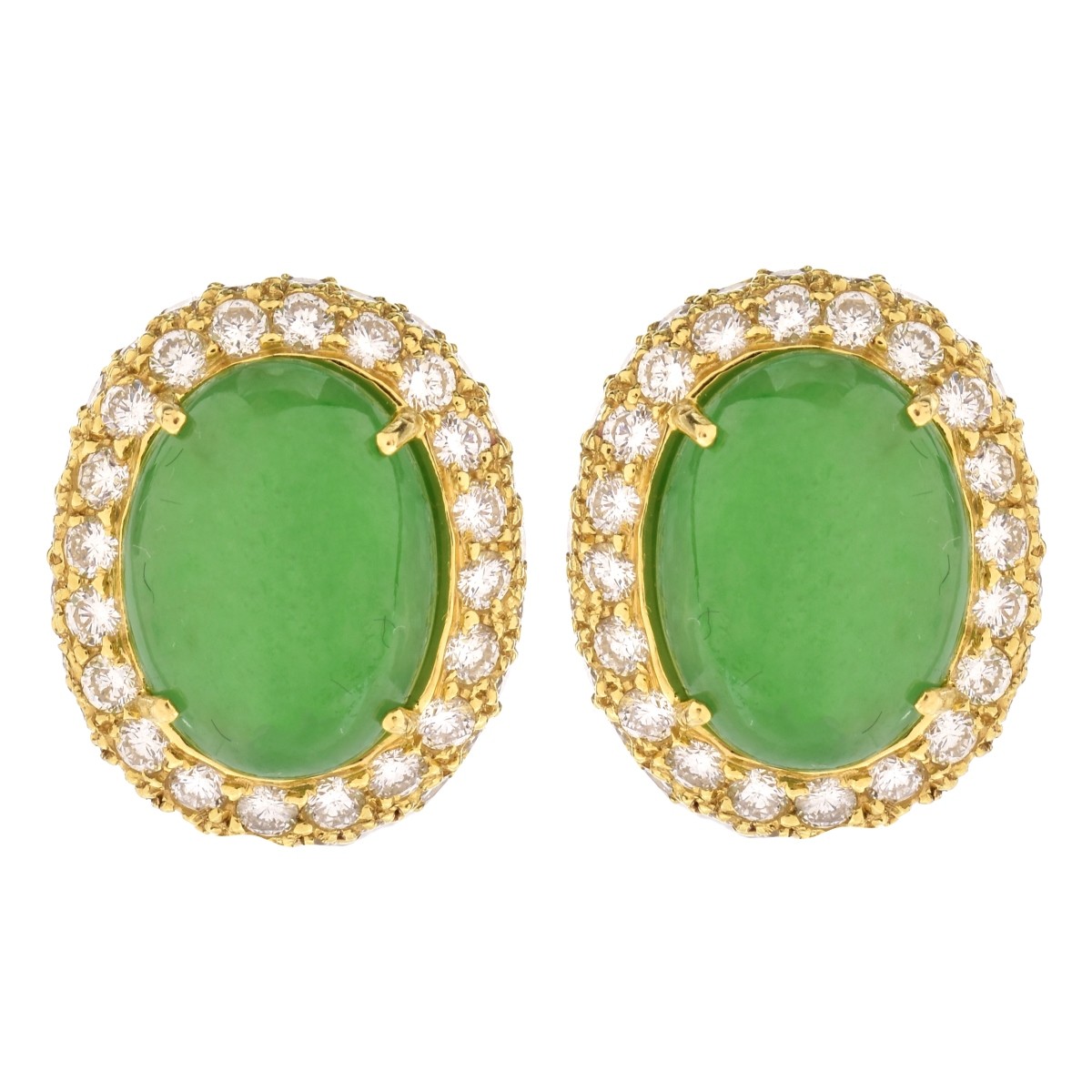 Jade, Diamond and 18K Gold Earrings