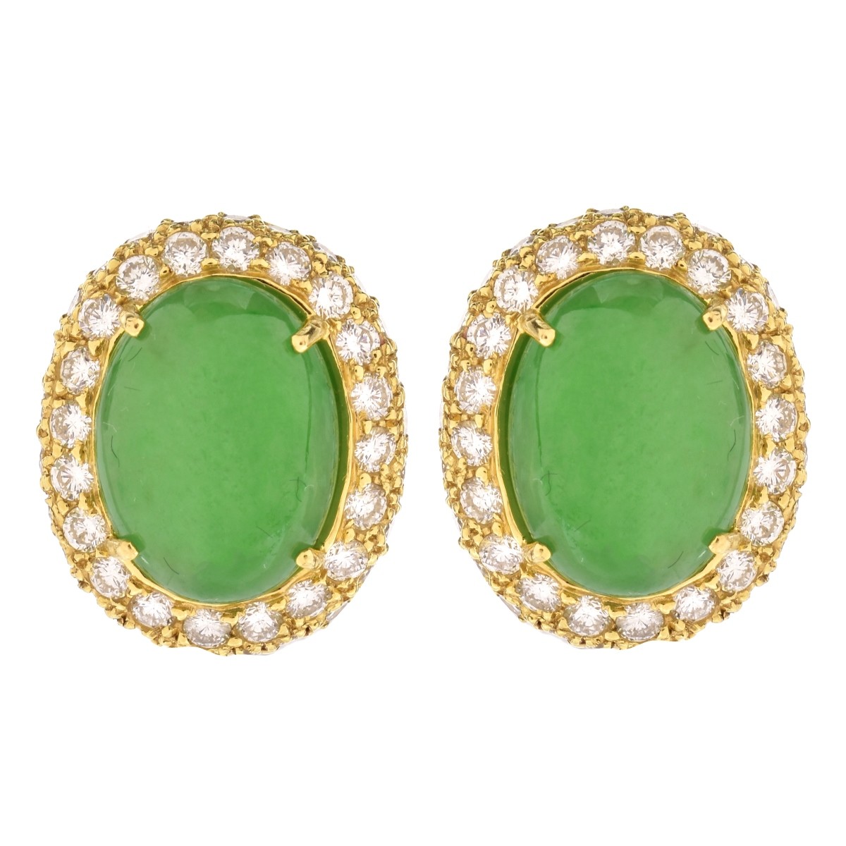 Jade, Diamond and 18K Gold Earrings