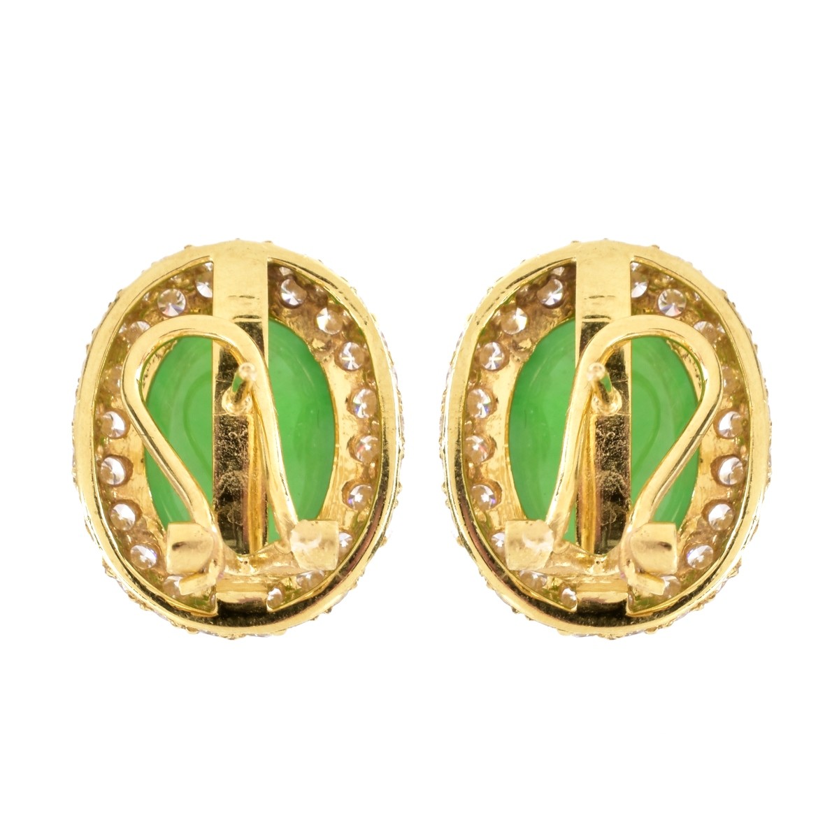 Jade, Diamond and 18K Gold Earrings