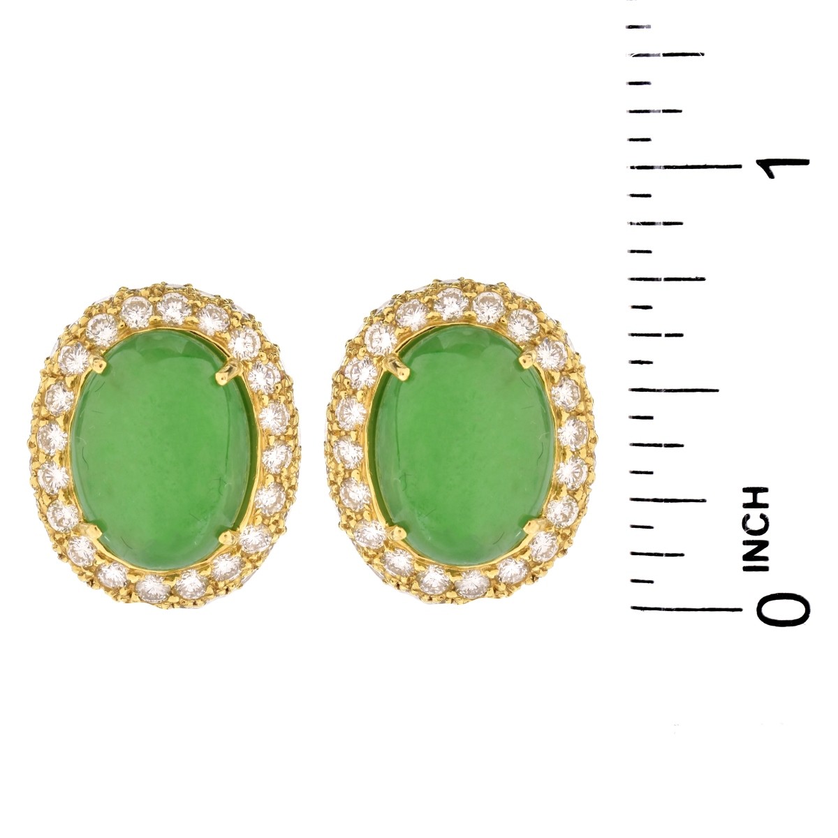 Jade, Diamond and 18K Gold Earrings