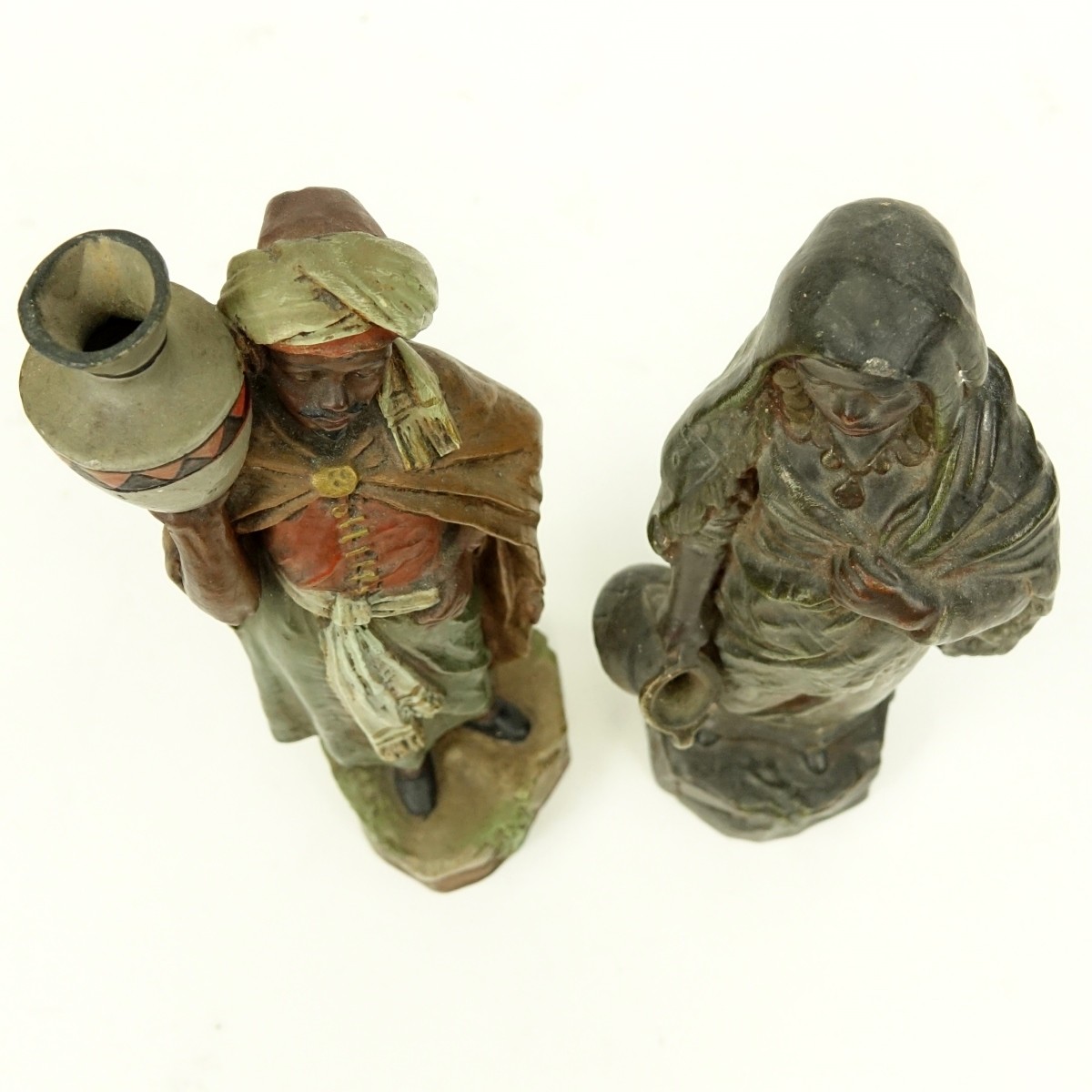 Two Vintage Polychrome Pottery Bedouin Figures