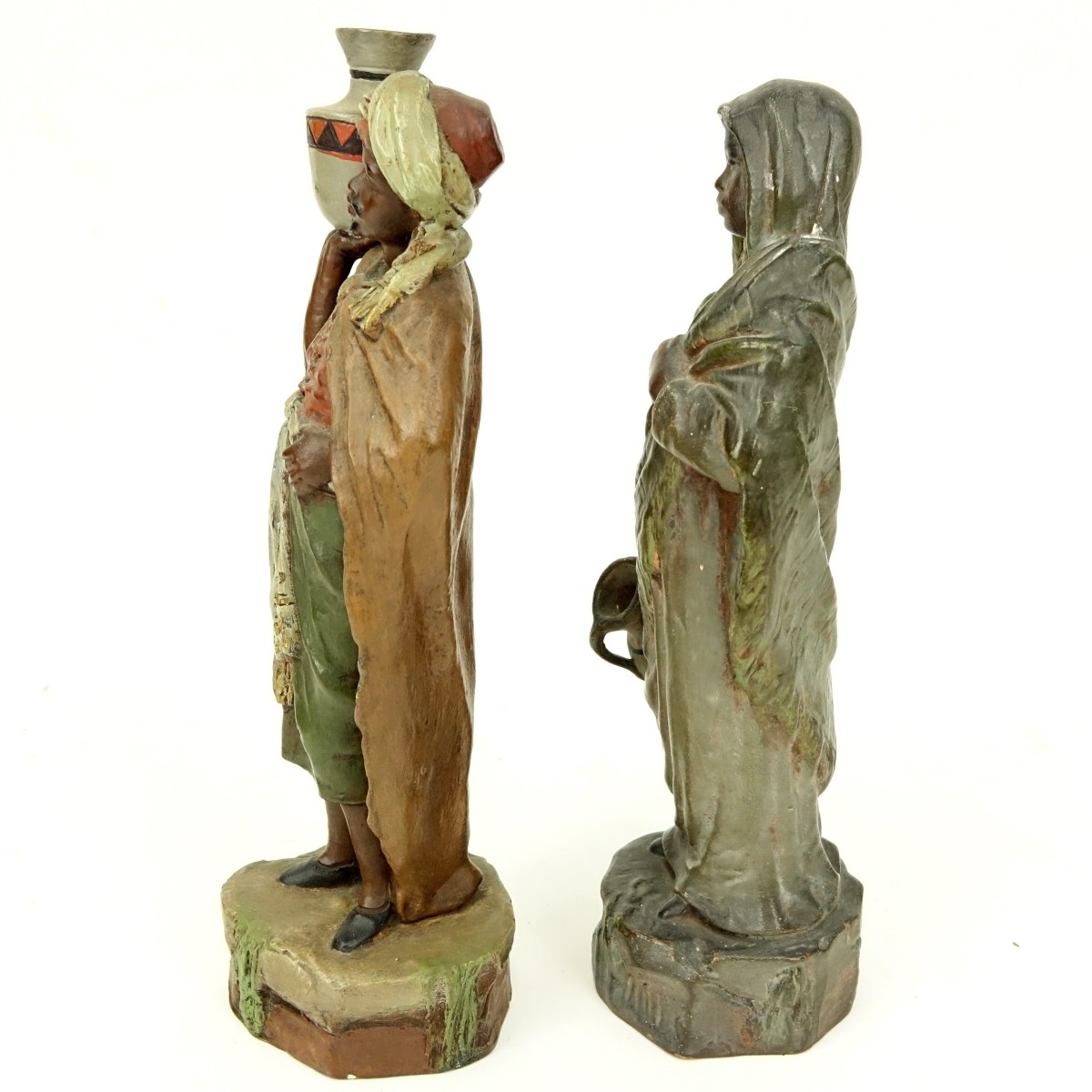 Two Vintage Polychrome Pottery Bedouin Figures