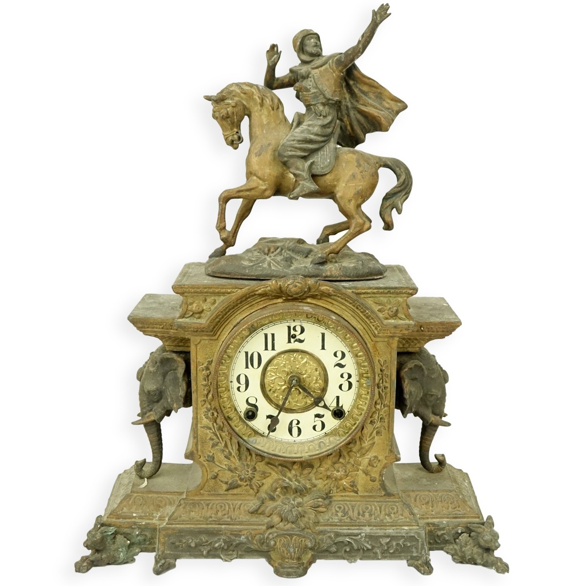 Antique Spelter Orientalist Figural Mantle Clock