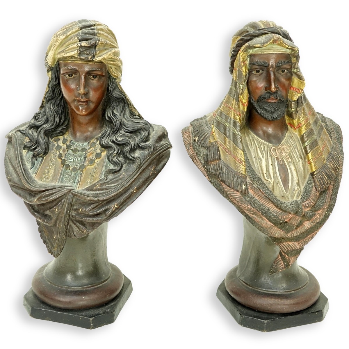 Pair of Polychrome Orientalist Bust Figures
