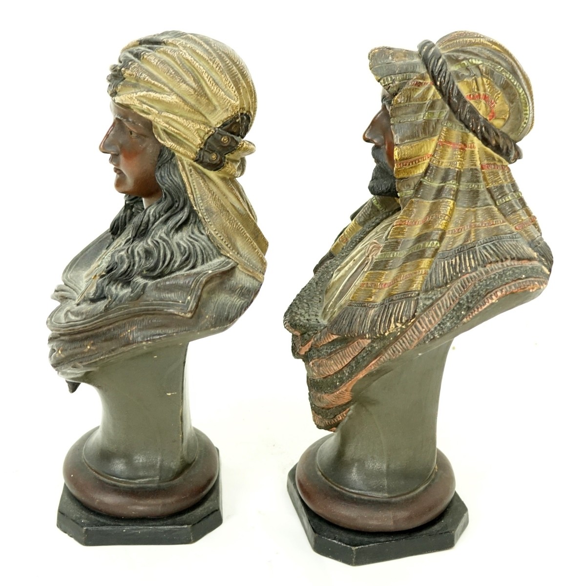 Pair of Polychrome Orientalist Bust Figures