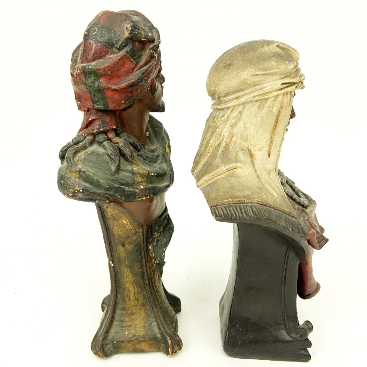 Two (2) Polychrome Pottery Orientalist Figures