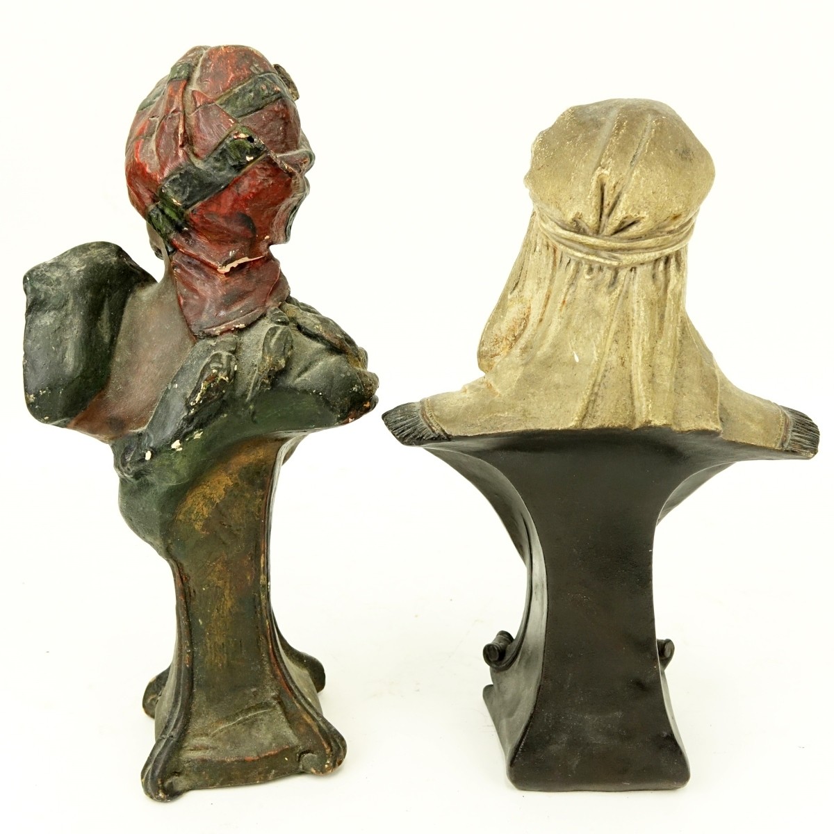 Two (2) Polychrome Pottery Orientalist Figures