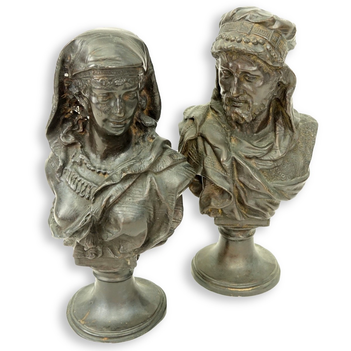 Pair of Spelter Orientalist Bust Figures