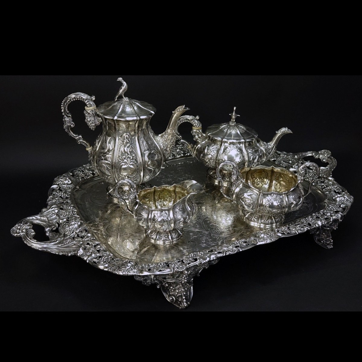 Five Piece Georgian Silver Coffee And Tea Service