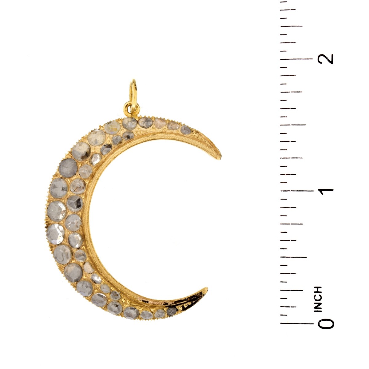 Antique style Diamond and 14K Crescent Moon